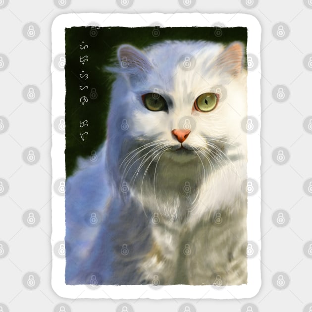 Persian Cat - White Sticker by Thor Reyes